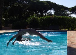 kerrigold:  I’m just looking at the photos of our vacation and this one of me jumping in the pool is one of my favourites I think  What a great picture, and I concur with another follower, the shape of her bum is superb.