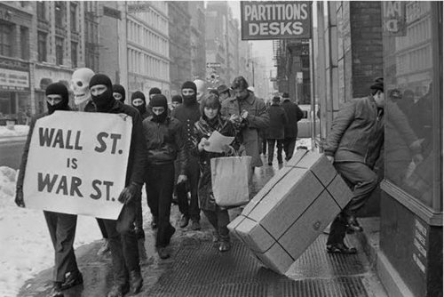 from-around-the-globe:   New York anarchist collective Black Mask demonstration during the winter of 1967.   Photo by Larry Fink 