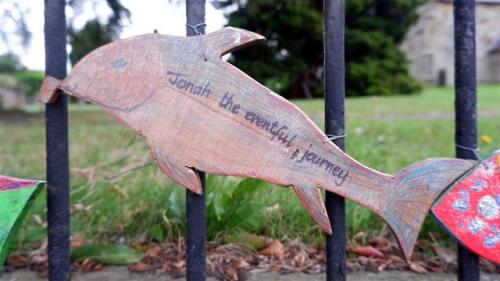 Children’s Artwork on display.Snapped at St. Nicholas Parish Church, Stillington, North Yorkshire. E