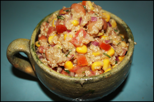 TOMATO BASIL QUINOA SALAD This salad is really easy to make and quite delicious. I saw lots of varia