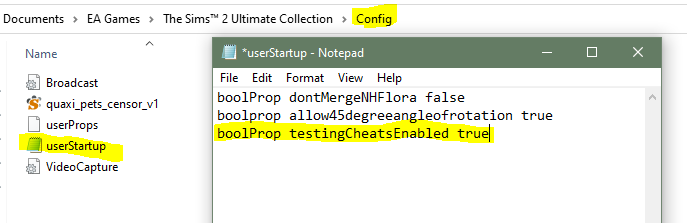 Mod The Sims - What's in your UserStartup.cheat file?