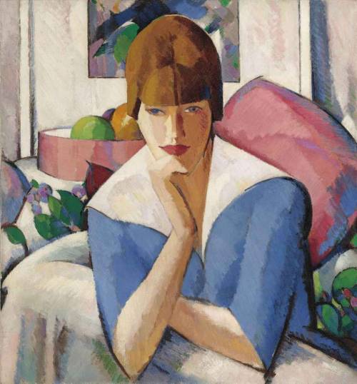 books0977: Poise (1916). John Duncan Fergusson (Scottish. 1874-1961). Oil on canvas. The calm yet co