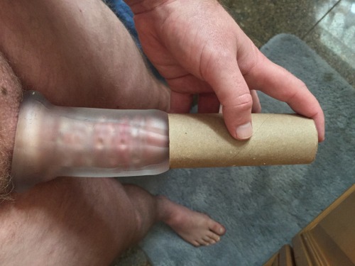 blazedone:  Heres our new toy the fatboy sport some comparison and contrast toilet roll test pics for you all  Weve been using this fat cock sheath over and over, Mrs Blazed is starting to love the feeling of fullness it brings her.  Its been a while