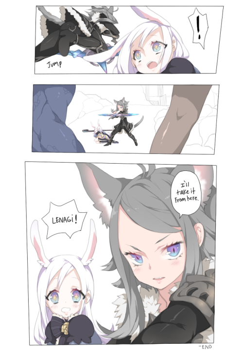 elnaadventures:  Lenagi x Elna  Fraywind Canyon ( MAI HERO )  this was probably a year ago when i thought the glitch of gray hair and default face was actually Len’s look *crying* and back when conjunct was the best pvp gear  D'AWW