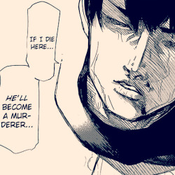 asbehsam:  This is important. Even in the heaviest mist of pain, Kaneki is worried that he might have killed Amon and is really worried about him. On the other end Amon is also in pain. He knows Kaneki doesn’t want to be a murderer. Amon cares about