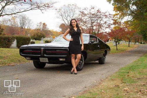 moparchurch:rugescdj:cool funeralMiss Mopar with her Little Black Dress in herb little black dress