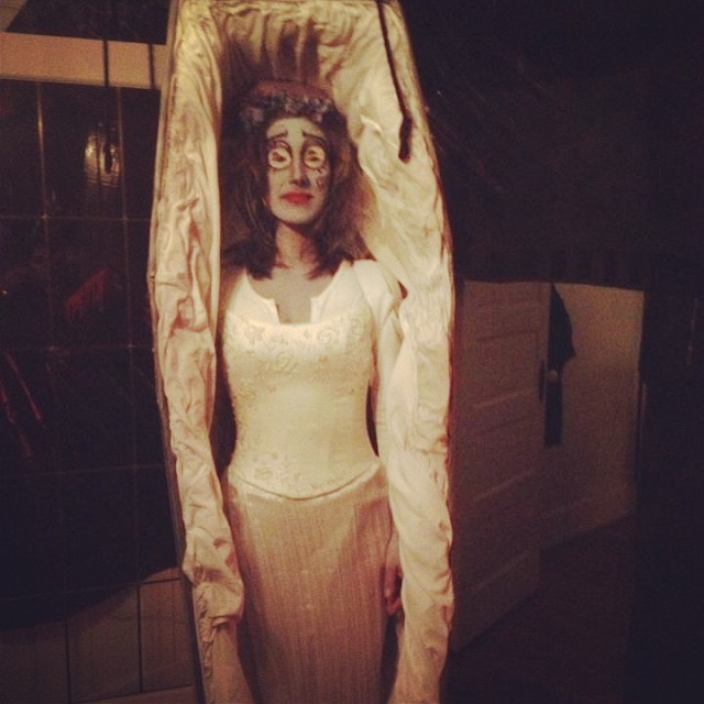 Corpse Bride in her coffin #nsnhalloween @NorthShoreNews