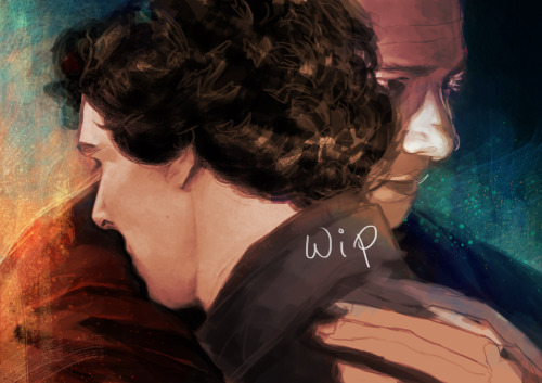 addignisherlock:WIP for my dearest savedbyholmes ♥an illustration from a scene in our RP Any less of