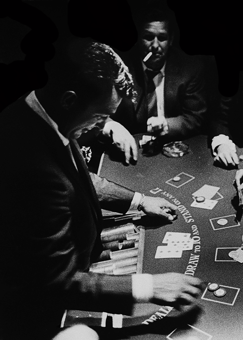 deannmartin:Original caption: Dean Martin running his own game of blackjack at a casino in November 