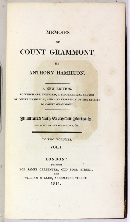 Memoirs of Count GrammontAnthony HamiltonA New Edition to which is prefixed a biographical sketch of