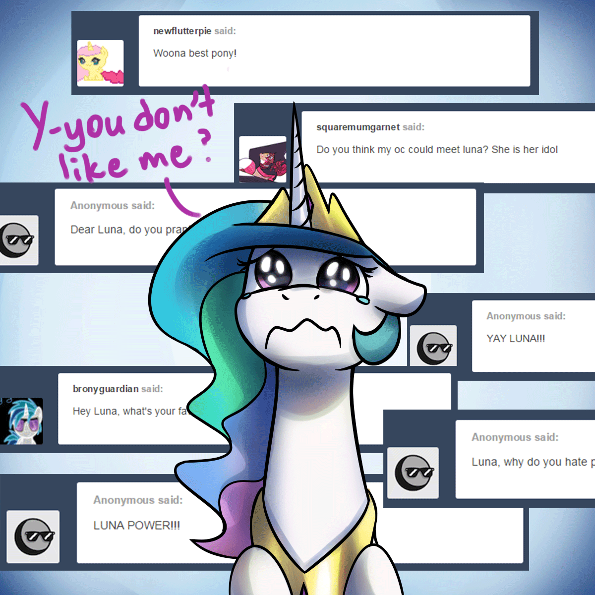 XD Aww, poor Celly ;w;