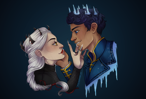 silvervanadis:Manon Blackbeak and Dorian Havilliard from the Throne of Glass series by Sarah J Maas.