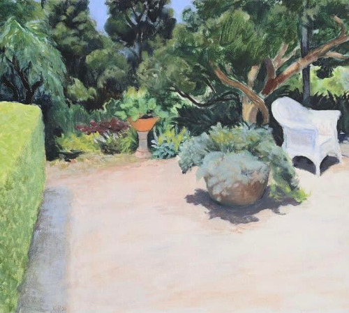 Her Garden    -    Kristin Headlam , 2020.Australian, b.1953 - Oil on canvas ,  13 4/5 × 15 7/10 in 