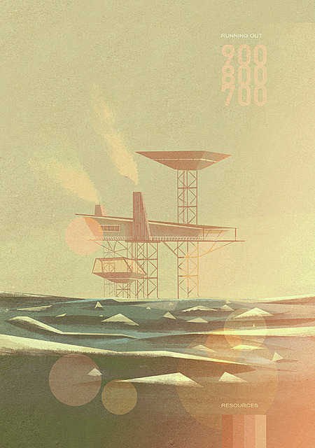 Illustrations that conjure a retro-future feel by Matthew Lyons. The illustration