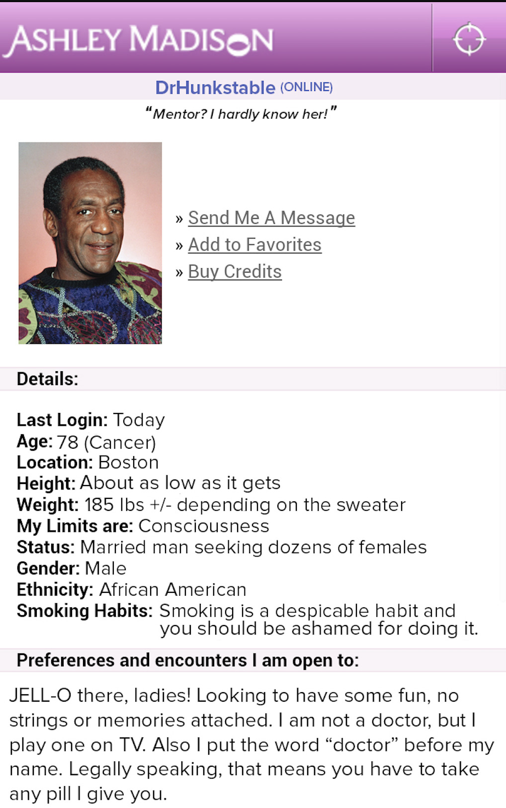 The Ashley Madison hackers have released their first profile. He seems nice.