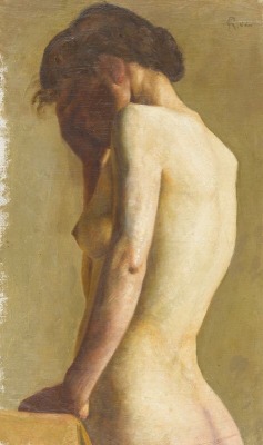 kundst:  Sigismund Righini (CH.1870-1937) Le modèle (1902) 60 x 35,5 cm 