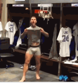 hairyathletes: notdbd:  Brett Lawrie in the clubhouse, slam dunking and dancing with a bulge in his underwear.  (And being playful at other times as well.)  Brett Lawrie VPL  So far waaaay off topic but I have a feeling my followers would enjoy that