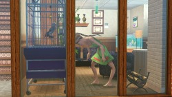 simsgonewrong:  Who cares about a broken leg? Bird needs a clean cage.