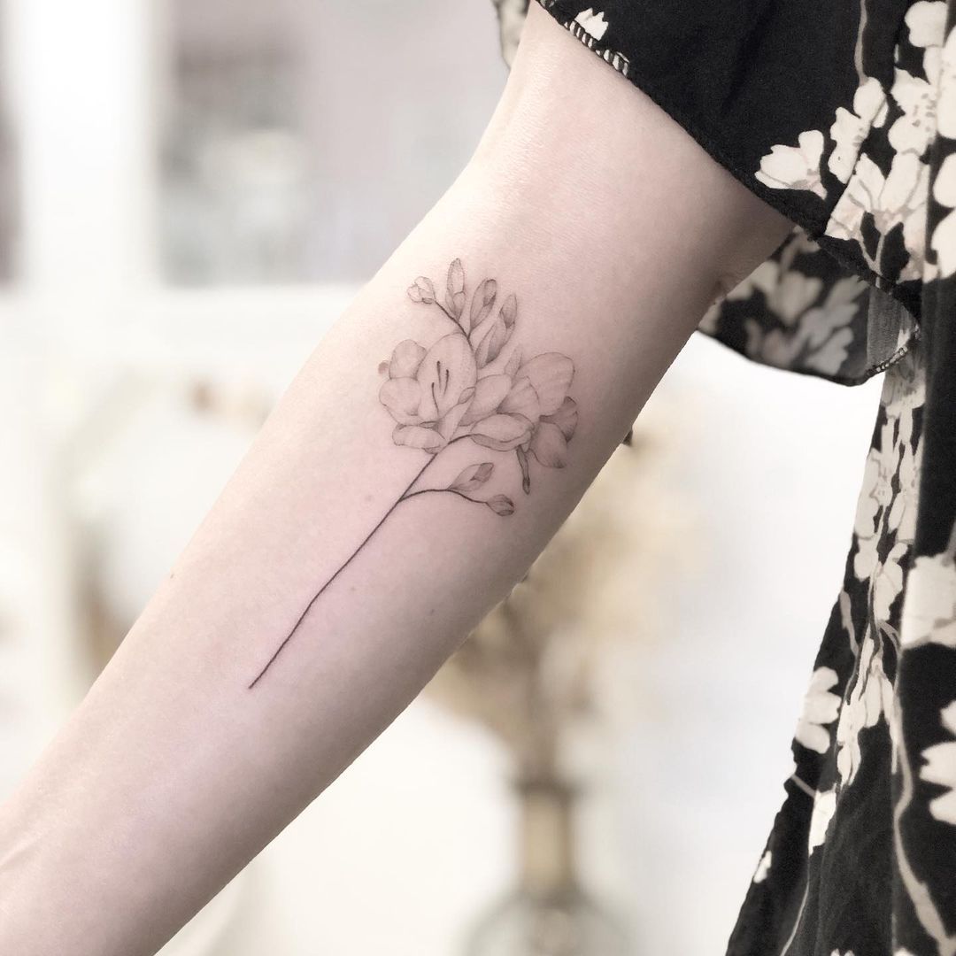 Freesias carnations and lavender by Zaya Hastra  Tattoogridnet