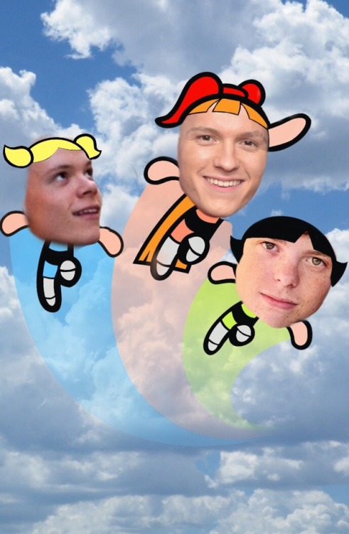 tomhollandhollaatme:Here’s an updated edit of your Harry, Tom and Sam PowerPuff Girl post (by @sarah