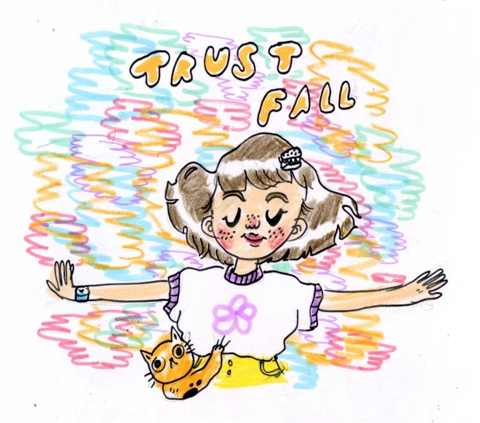 rookiemag:Sunday Comic: Trust FallArms wide and eyes closed.By Isabel.