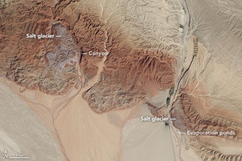 Salt glaciersSalt deposits result from evaporation of large areas of briny water, with repeated even