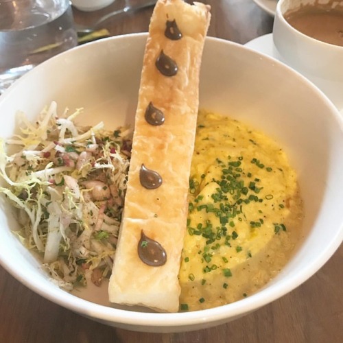 Brunch last weekend - leek and chèvre slow scrambled eggs with truffle vinaigrette (at Lafayette)