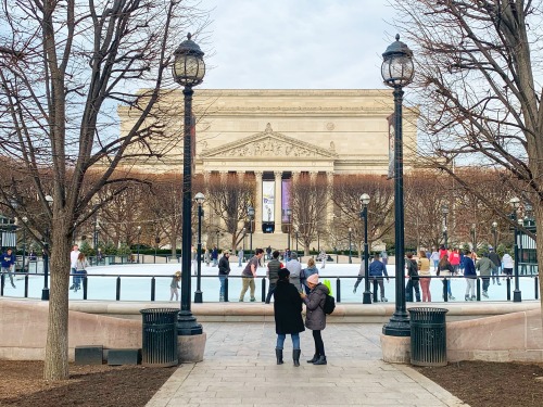 Midwinter Ice Skating, rink at National Gallery of Art Sculpture Garden, National Archives Building 