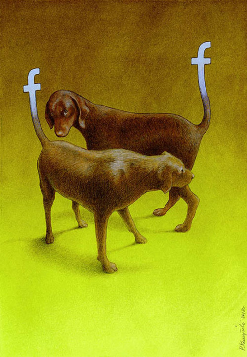 Polish artist Pawel Kuczynski depicts how Facebook feels for many users in 2014. The social network,