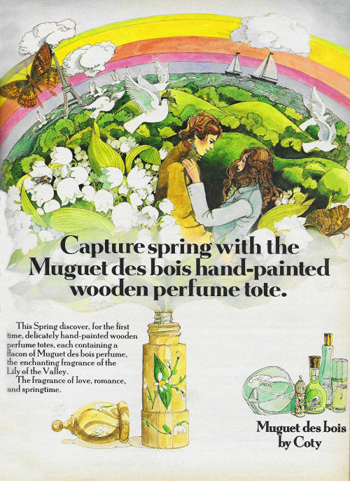 May 1977. ‘This Spring discover, for the first time, delicately hand-painted wooden perfume to
