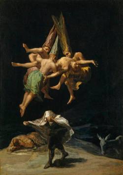 spiritusinterruptus: themacabrenbold:    Francisco José de Goya y Lucientes.Witches’ Flight  1797     Superbe peinture ouvrant la porte a l’art moderne et expressioniste… « je n’ai peur des sorcieres…..hormis de l’être humain » Cela