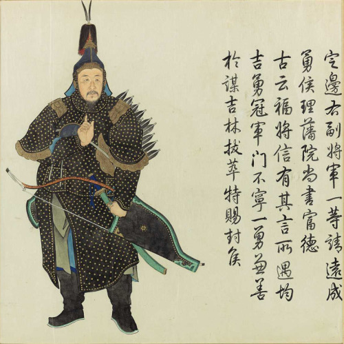 orientallyyours:  From a set of ten Imperial bannermen paintings attributed to Jin Tingbiao (Active 