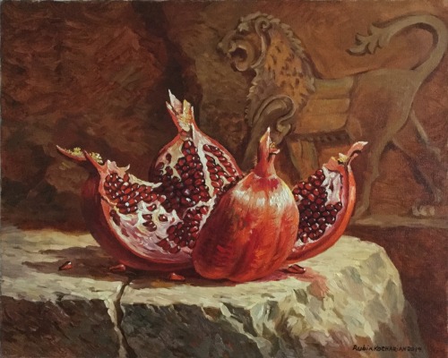 desaparecidos: Pomegranate and Lion, 20&quot; x 16&quot; oil on linen, (2014) Rubik Kocharia