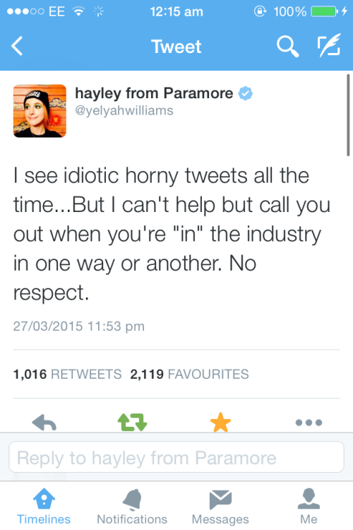 officialtayley: This is what the guy tweeted Hayley and how she calmly responded. She calls him out 