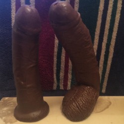 lustifercoxxx: Got a couple new dildos! I’m pretty excited. I love how the 10inch feels sliding in and out of me. I love how it increases in size towards the middle. I love gagging my self with the 8inch while I pound my ass with the 10. These guys