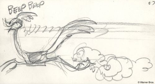 Wile E. Coyote and Road Runner drawings by Chuck Jones.