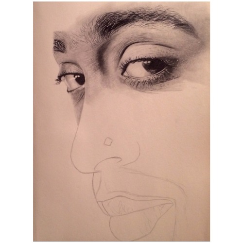 My work in progress drawing of Tupac Shakur. For more check out my Instagram @ wega13art