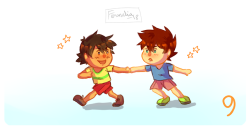 feradoodles: 09-10 (12 Days ‘til Christmas) From smol kids to adulthood, hand in hand!&lt;3 Ash has always been eager to show Gary the world~ 