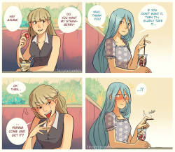 ticcytx:So apparently Azura’s favourite fruit are strawberries….And Corrin’s joke backfired totally &lt;3 &lt;3 &lt;3