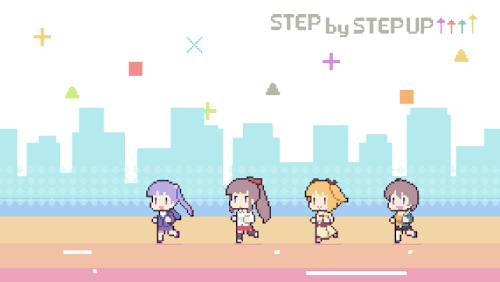 「STEP by STEP UP↑↑↑↑」ヒゲドライバーさん活動15周年記念で公開中のTVアニメ「NEW GAME!!」OP「STEP by STEP UP↑↑↑↑」セルフピコピコアレンジに提供しました、ドット絵ループアニメです。▼楽曲はこちらyoutube：https://youtu.be/6a8d3nTnetEniconico：https://www.nicovideo.jp/watch/sm36976107 