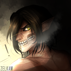 zelkams-art:  Eren Week: day five → Titan Eren, Neko Eren, Chibi Eren 