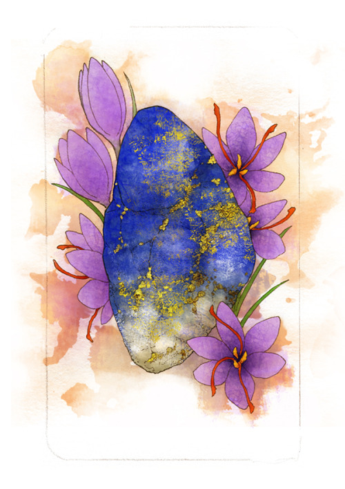 Telluric Tarot- Lapis lazuli and Crocus sativus (The Empress)Care for each of your senses, seek sacr