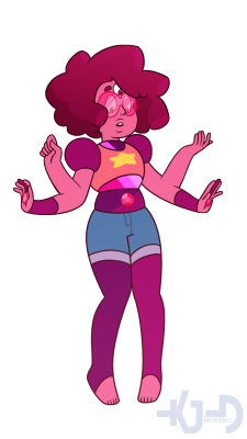 artifiziell:  Steven + Garnet = CHERRY QUARTZ 2.0Tried to be a little creative with the hair butnot sure if it works idk let’s just go with itWorking on Rose/Garnet version atm, will probably put that up in the next day or so, these fusions are good