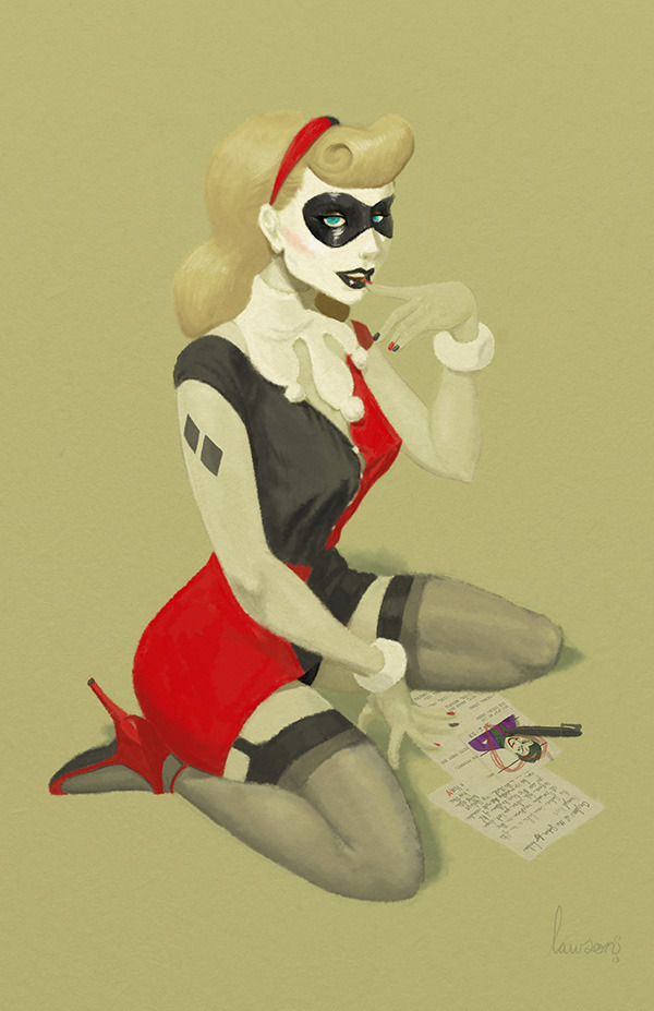 spicydonut:  Harley Quinn pinup. This will be the first in a series of retro pinups