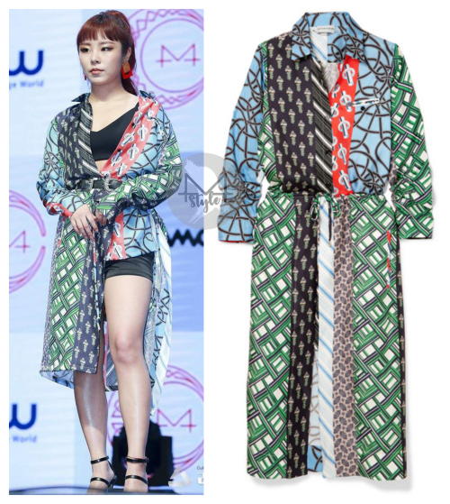 180716 Wheein | Red Moon ShowcaseCarven: layered printed silk dress - $990 | modified