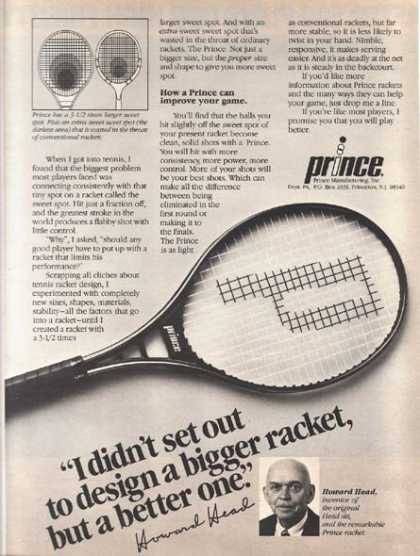 Howard Head, the bigger tennis racket, 1975. Prince. Source drawing. More to read here.