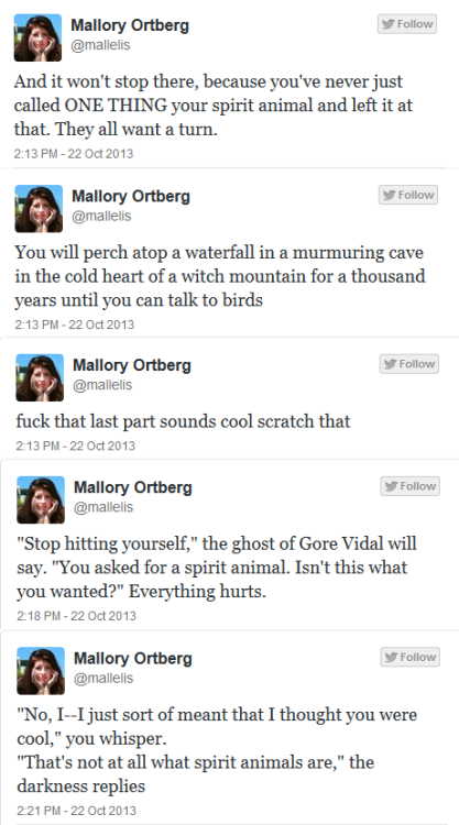 i-come-by-it-honestly:Mallory Orberg on fire on twitter today (as usual).