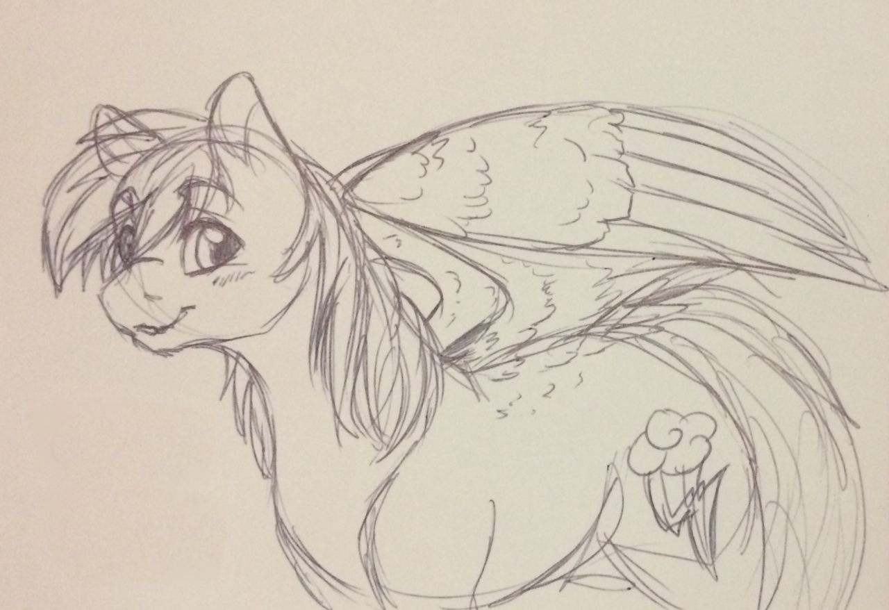 pon3boi: goofed around with a quick pen sketch tonight before bed =3