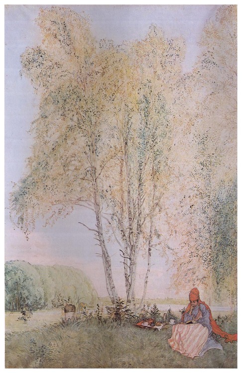 carl-larsson:Under the Birches, 1902, Carl LarssonMedium: watercolor,paper