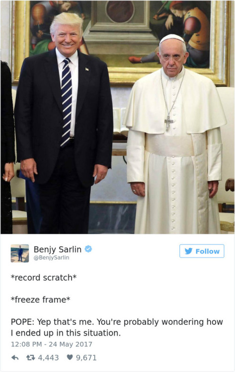 afatblackfairy: pr1nceshawn: Donald & The Pope.  😂😂😂😂 